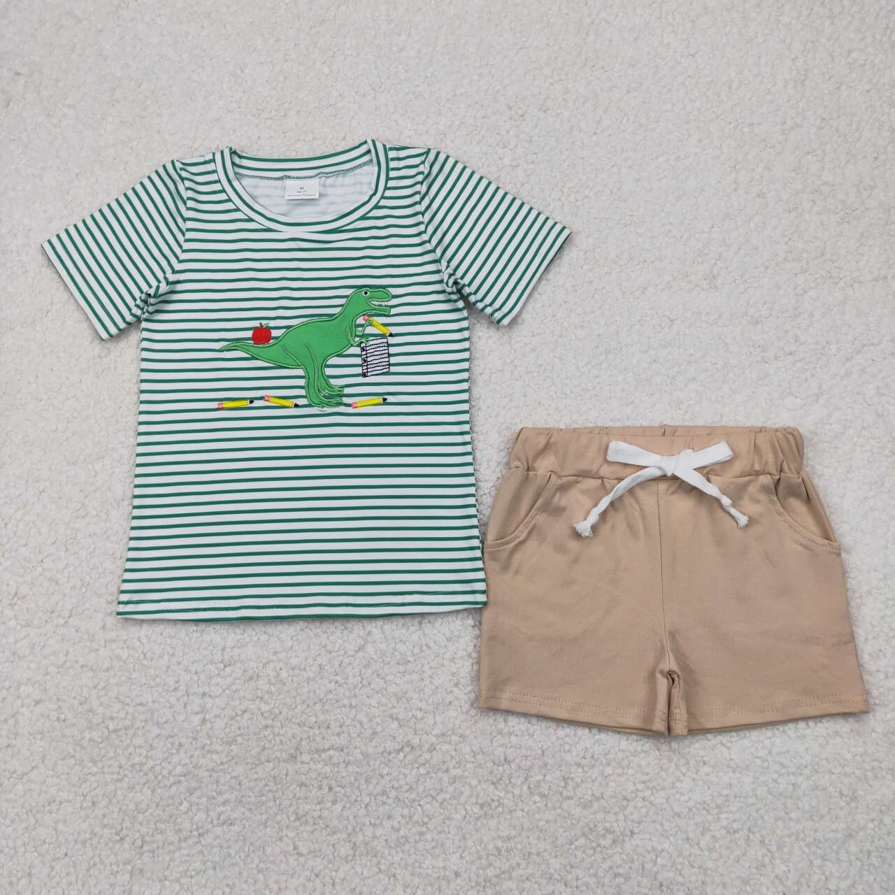 Baby boy dinosaur back to school summer outfit