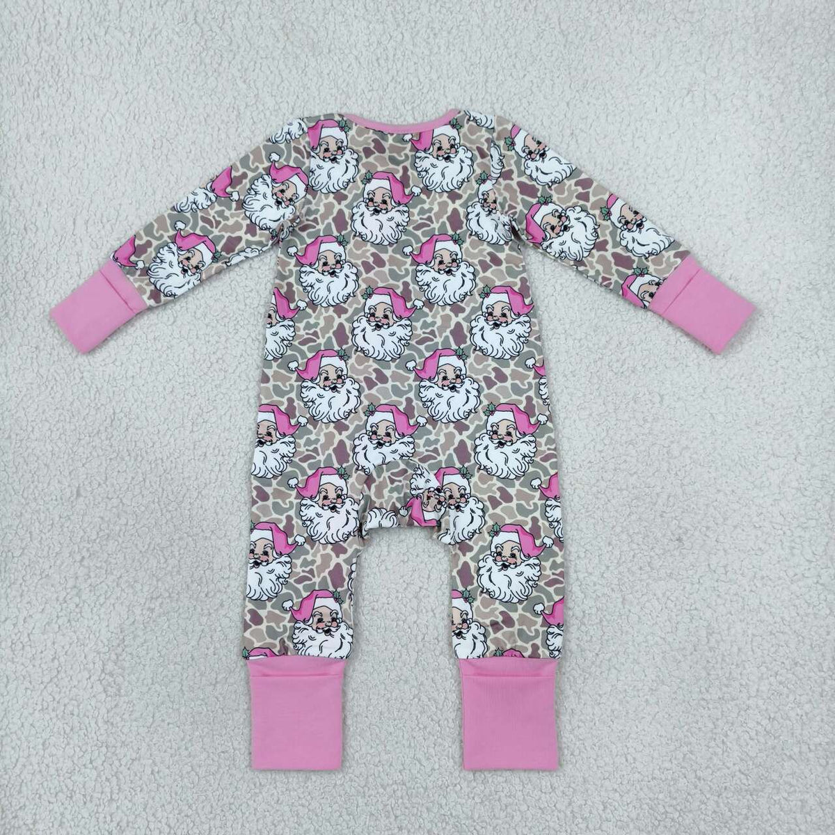 Christmas santa claus girls long sleeve zip romper