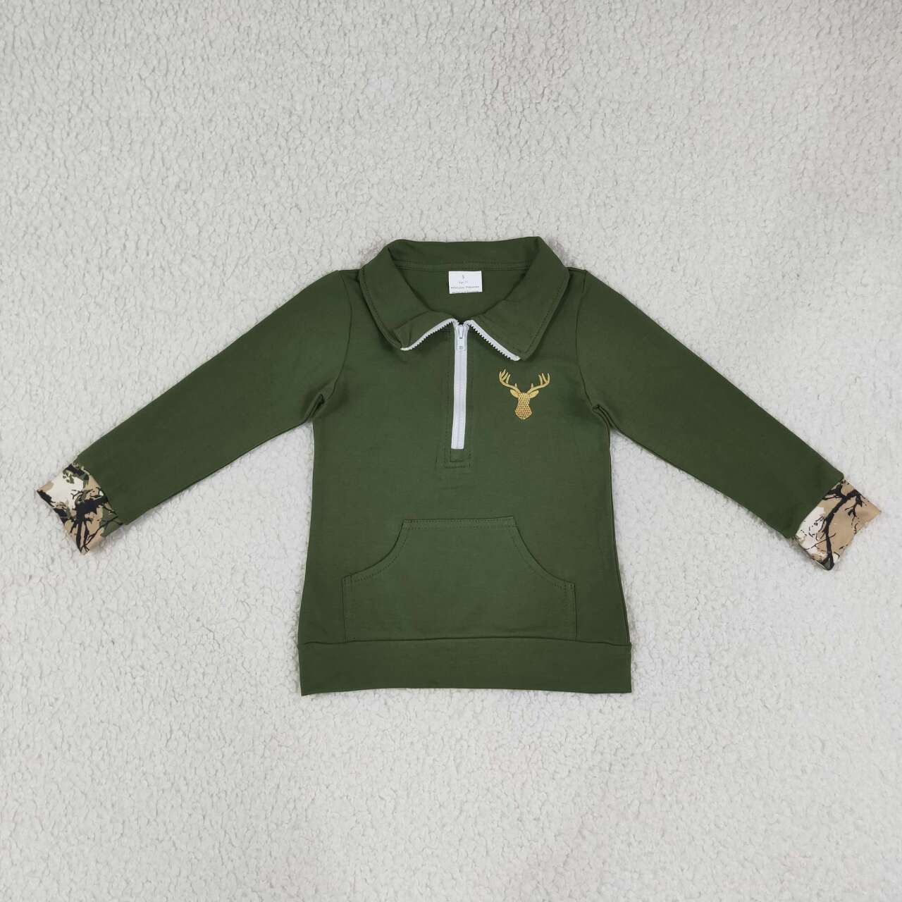 Deer print kids long sleeve pullover top