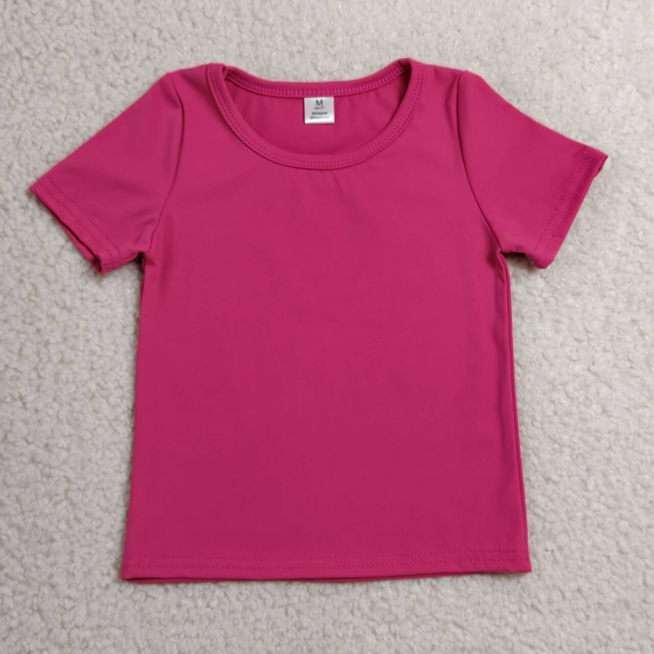 Hot pink color girls yoga short sleeve top