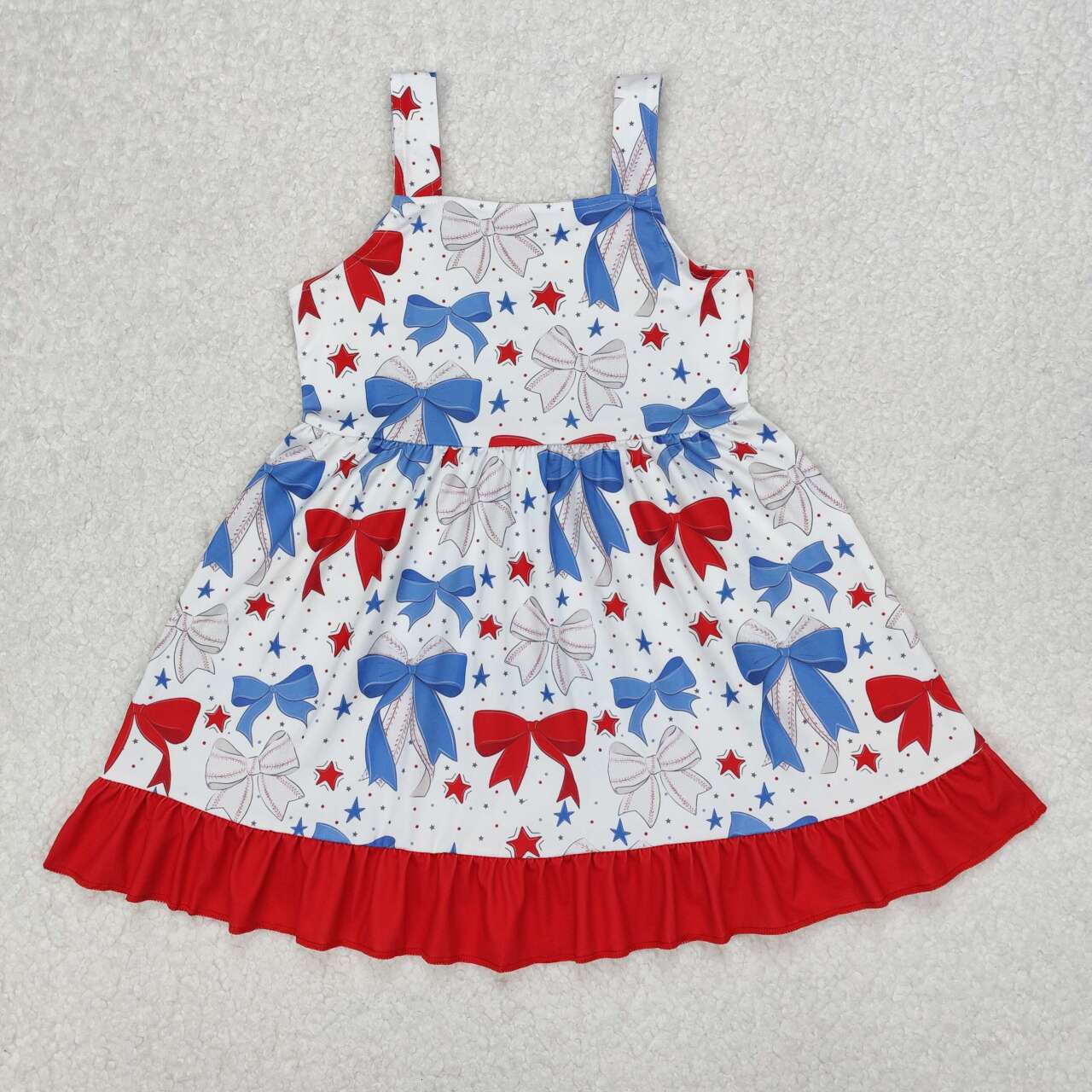 Baby girl July 4th red bow dress