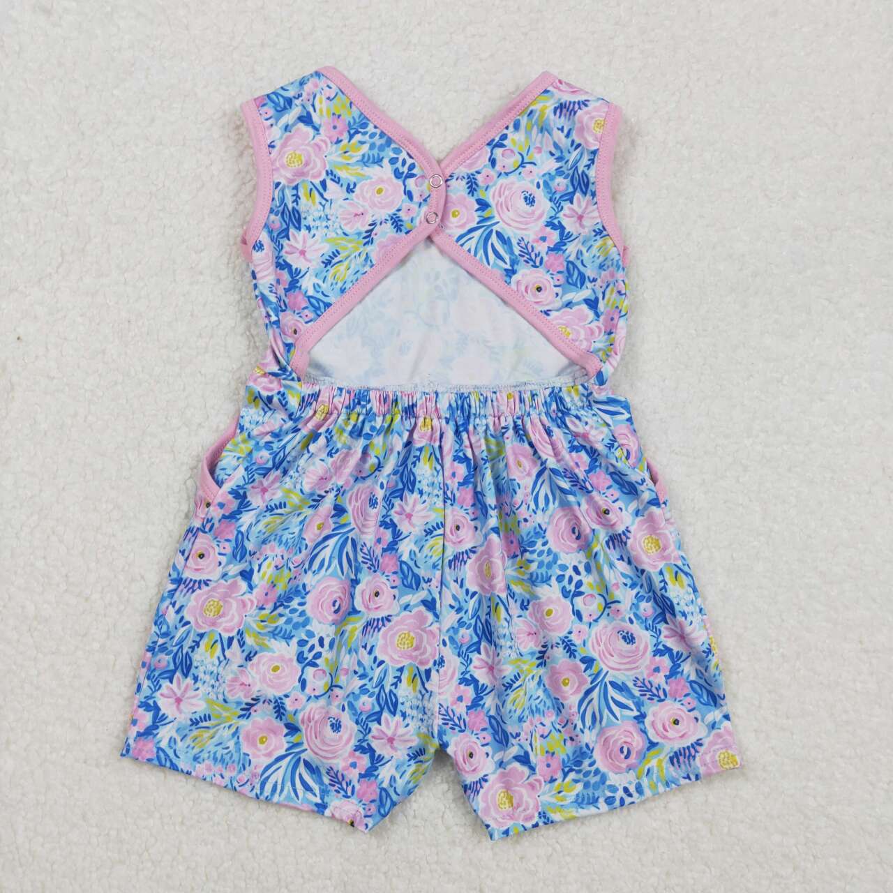baby girls pink blue floral jumpsuit