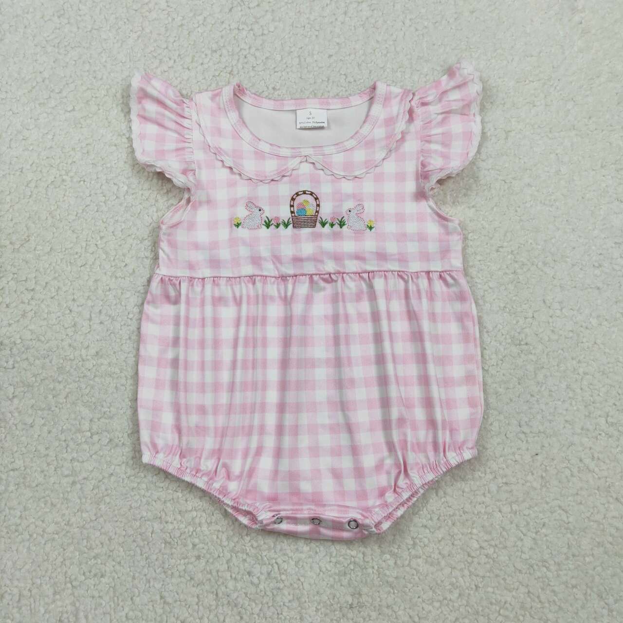 Toddle baby girl easter eggs embroidery romper