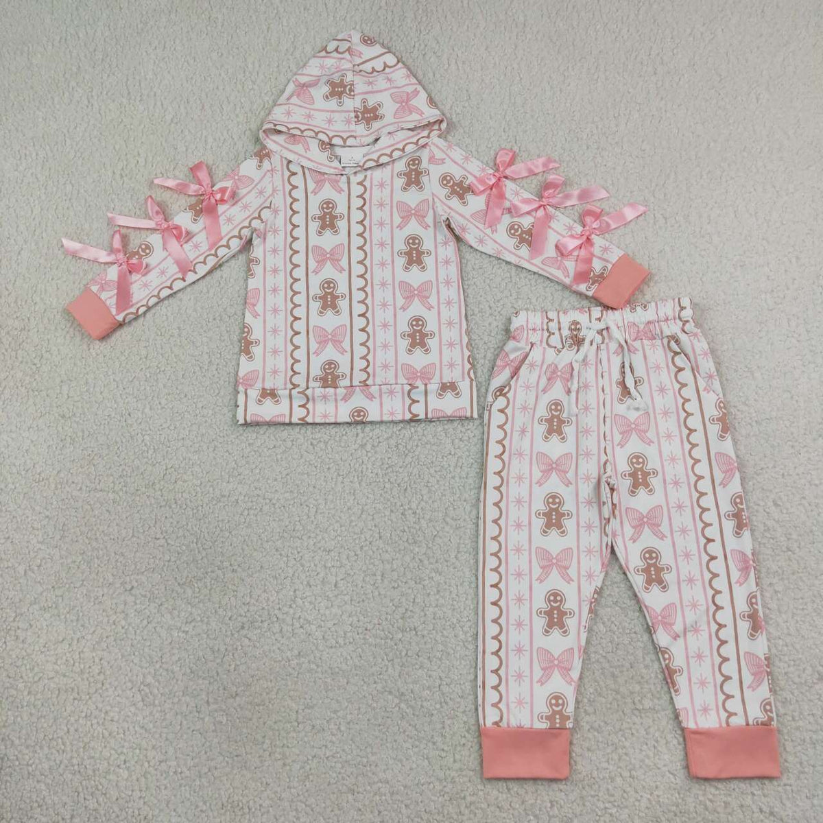 Long sleeve Christmas gingerbread hoodie top matching pants girl wholesale factory price clothes