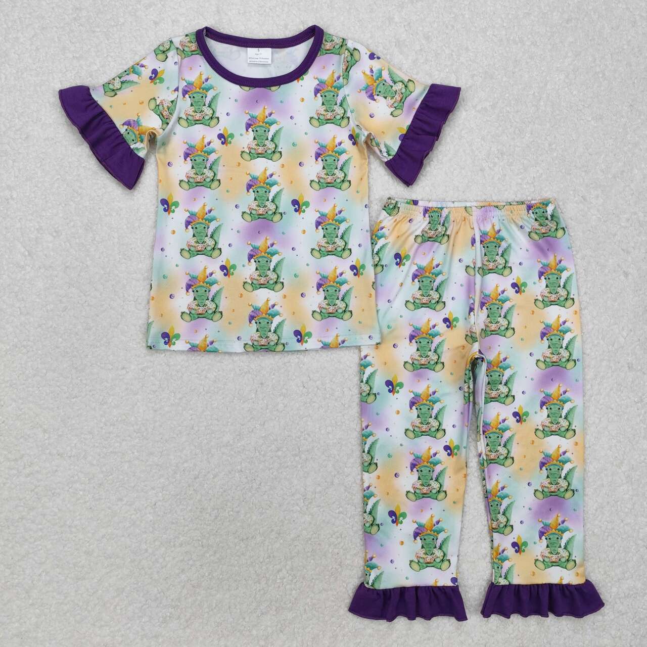 Mardi Gras crocodile print matching clothing set