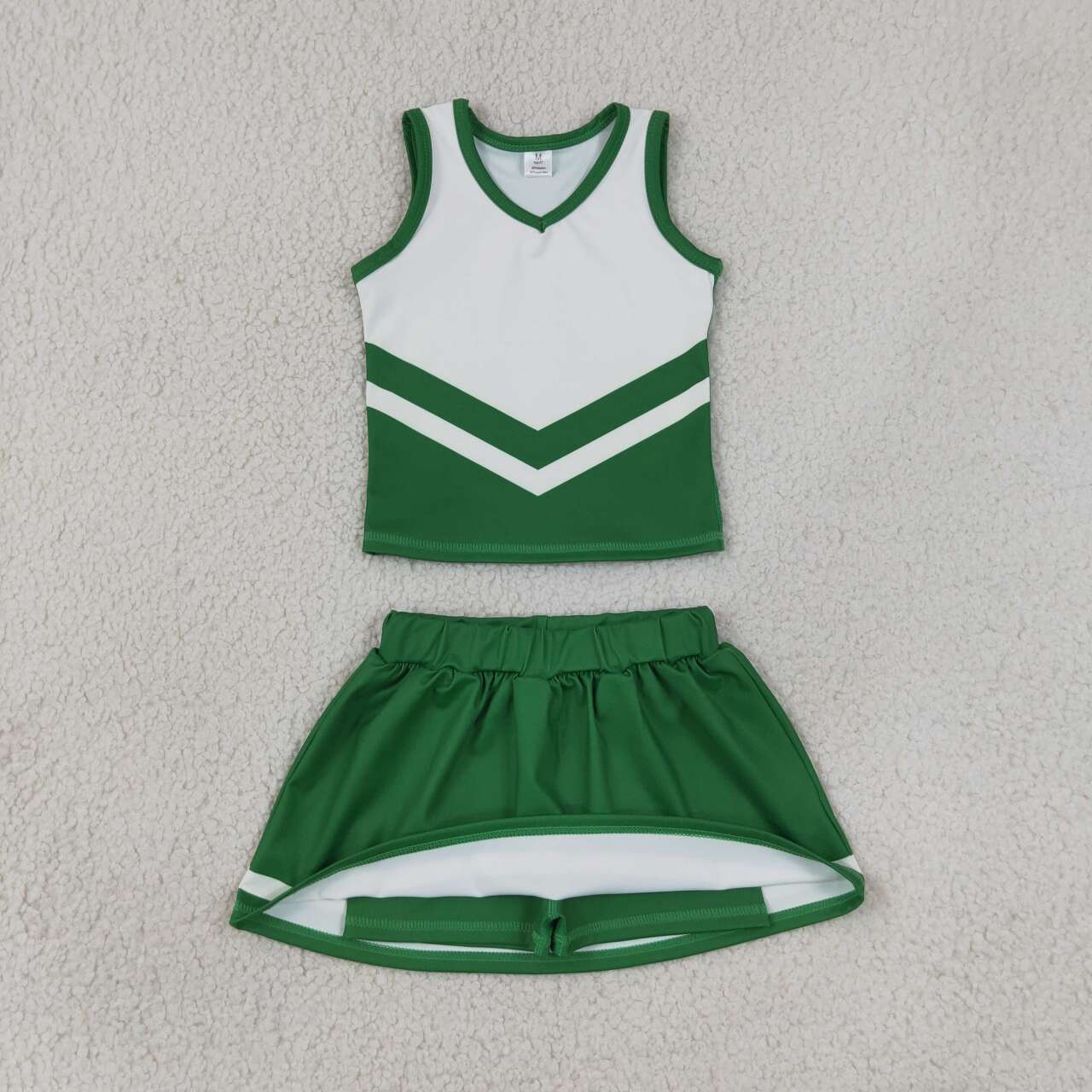 Green top matching skorts girls summer yoga outfit