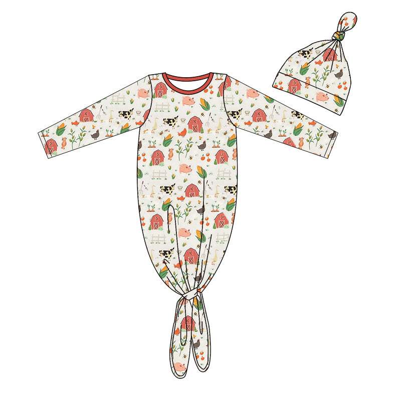 newborn baby farm animal gown preorder