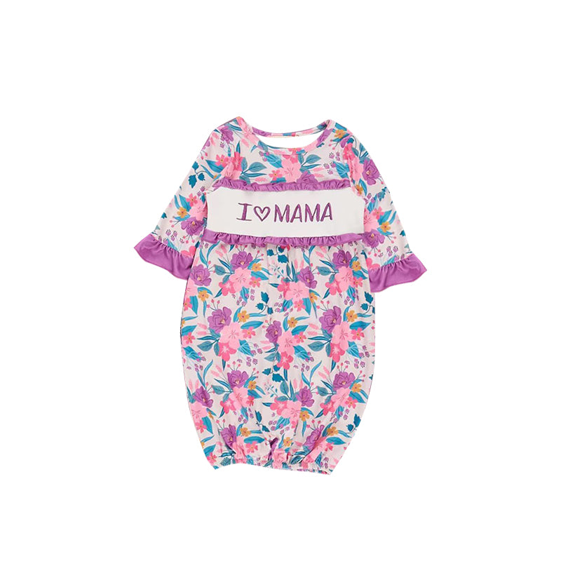 I love mama floral design long sleeve gown preorder
