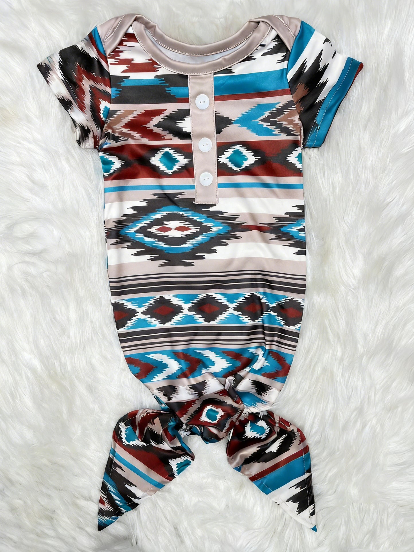 Western aztec short sleeve gown preorder