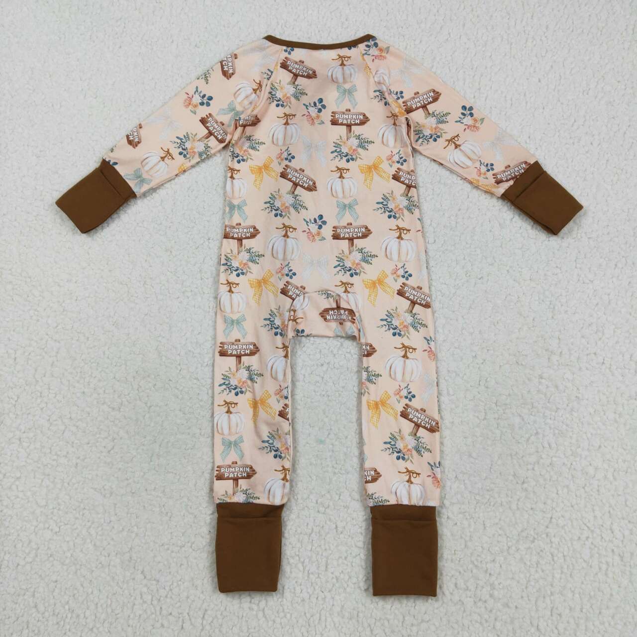 Fall pumpkin infant baby girl long sleeve romper