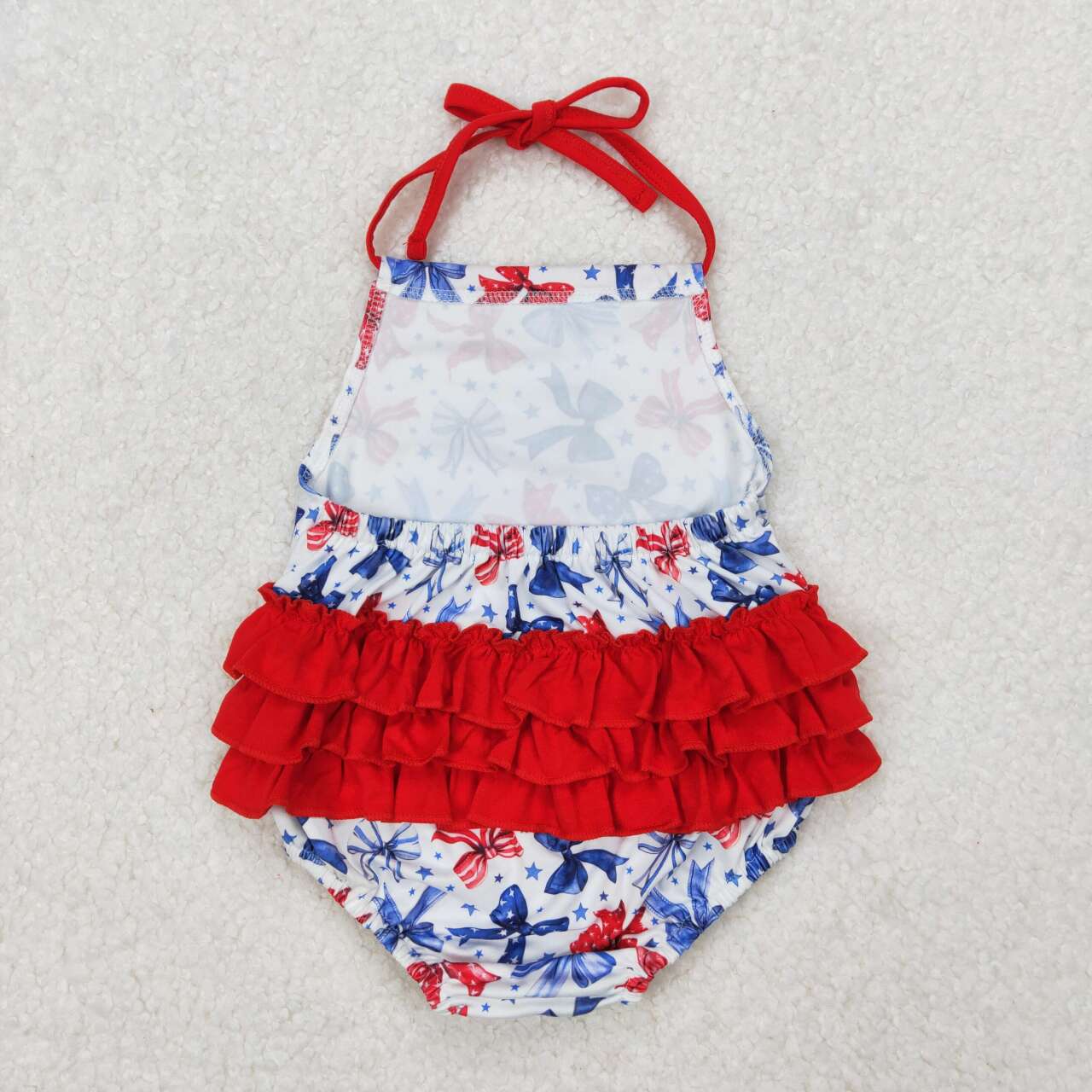 Toddle girls July 4th red blue bow romper