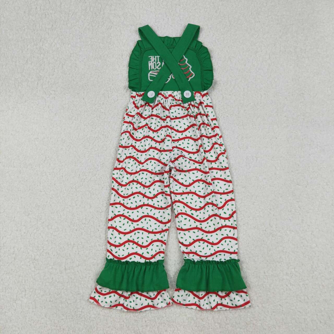 Embroidery Christmas tree cake fall winter jumpsuit