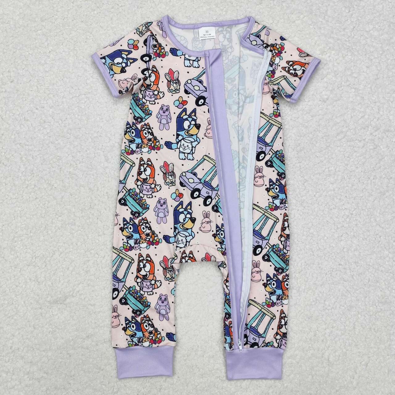 Easter egg baby girls long sleeve zip romper