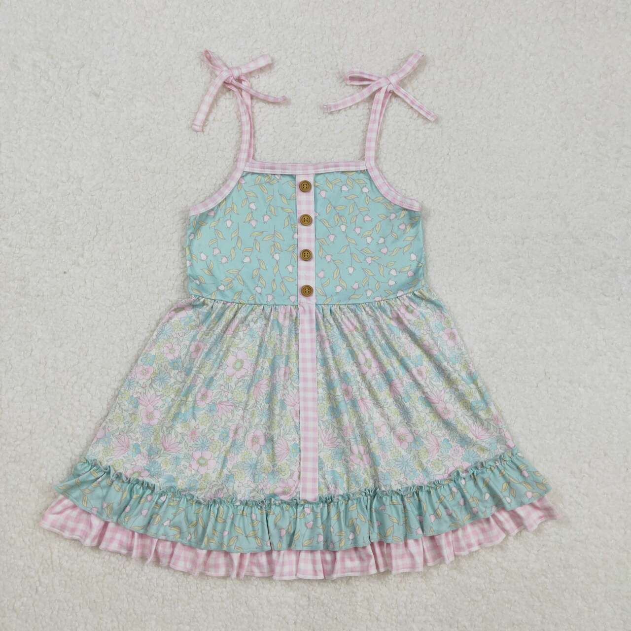 Baby girls pink blue floral design summer dress