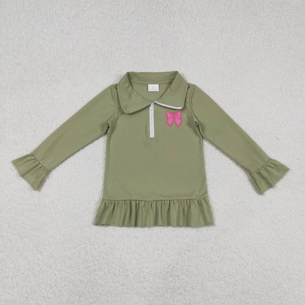 Pink bow girls long sleeve pullover