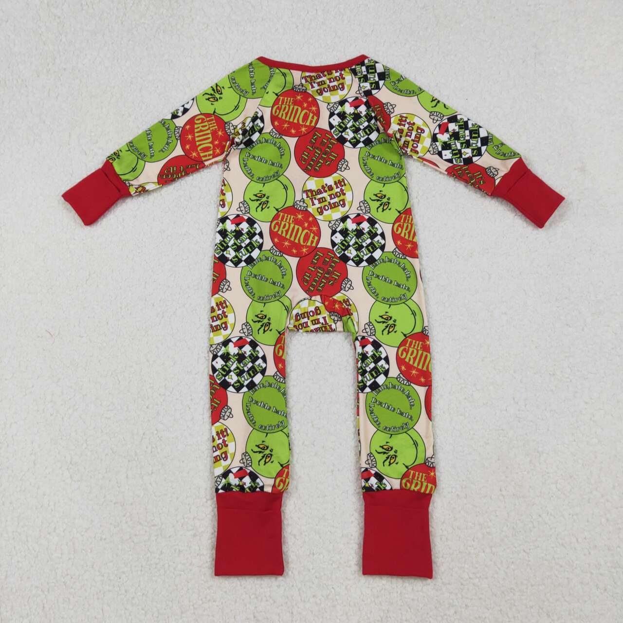 Christmas green face toddle baby long sleeve romper