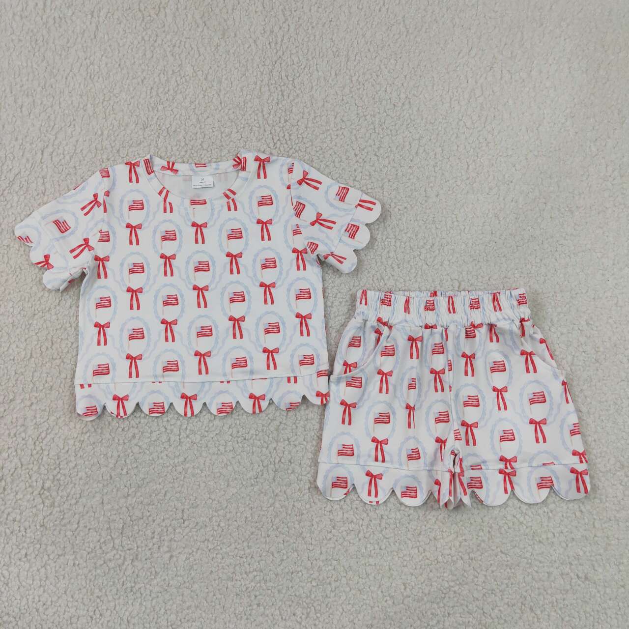 July 4th top matching shorts girl summer clothes