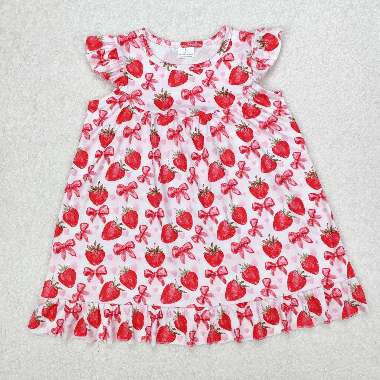 Toddle baby girl red bow strawberry summer dress