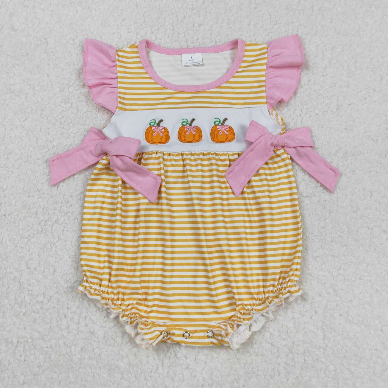 Toddle girls embroidery fall pumpkin romper