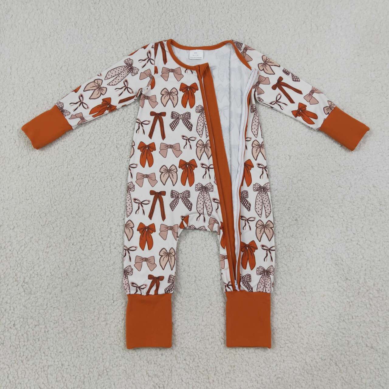 Toddle baby girl long sleeve bwo design zip romper