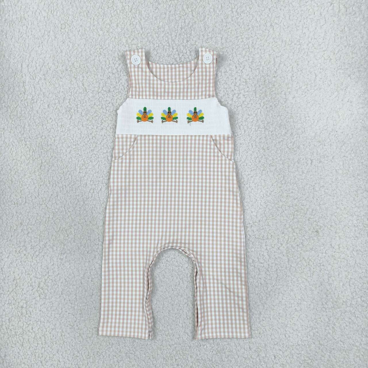 Toddle baby boy thanksgiving turkey embroidery romper