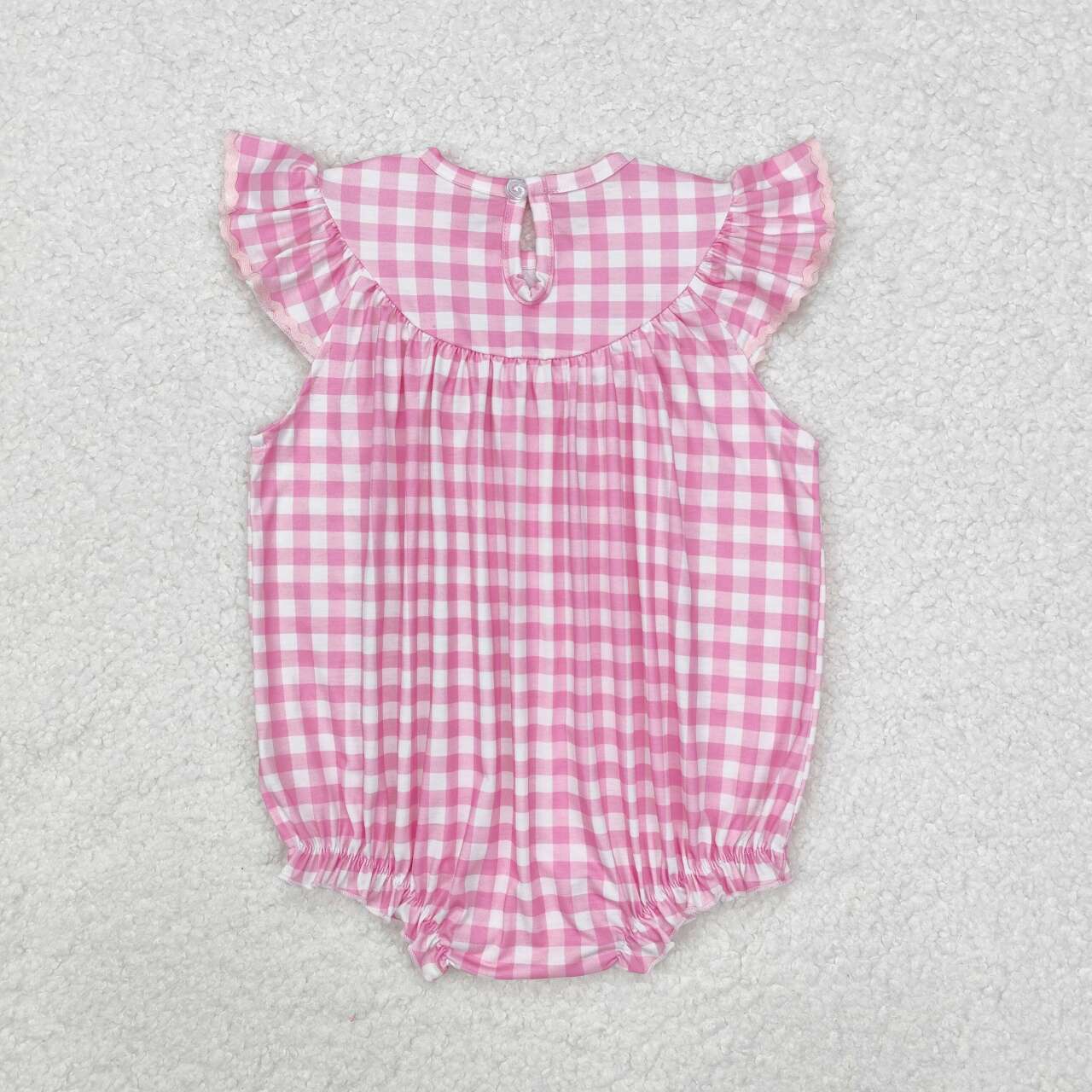 Easter bunny pink plaid smocked romper