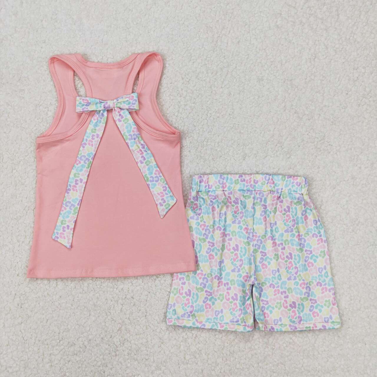 Pink tank top colorful cheetah baby girls outfit