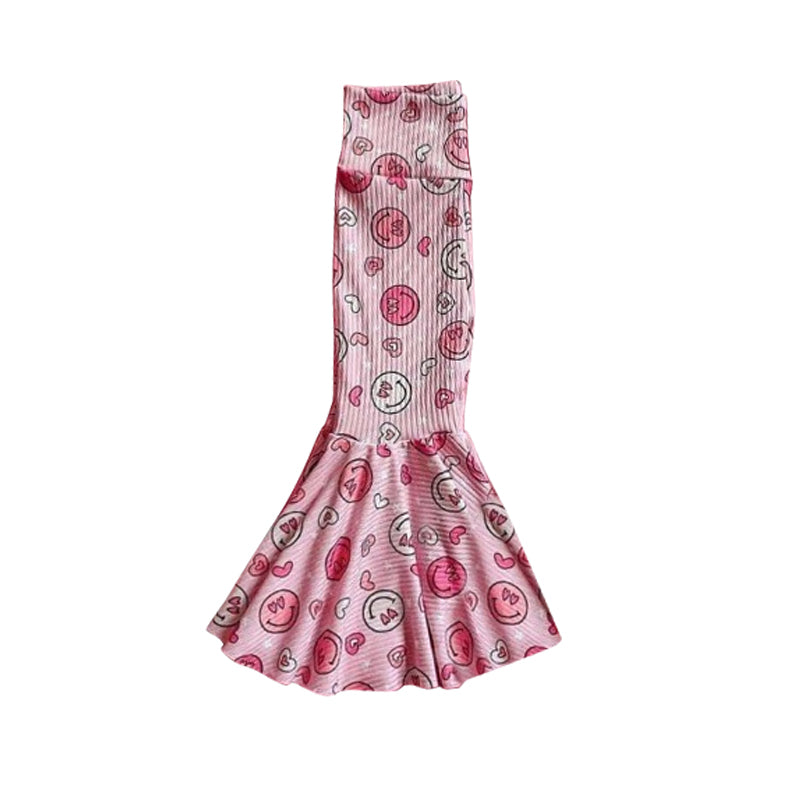 smile face heart print toddle baby girls Valentines day bell bottoms preorder