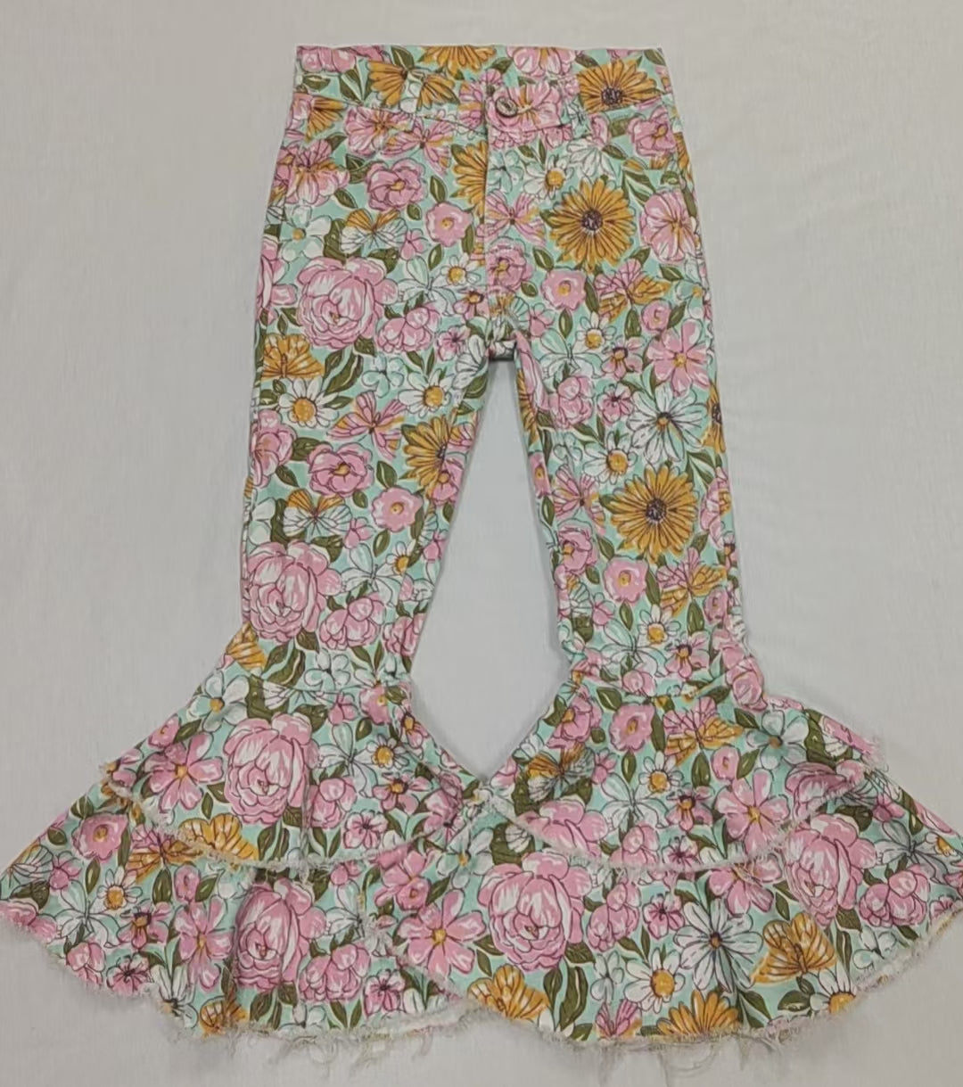 Wholesale flower girls jeans bell bottoms preorder