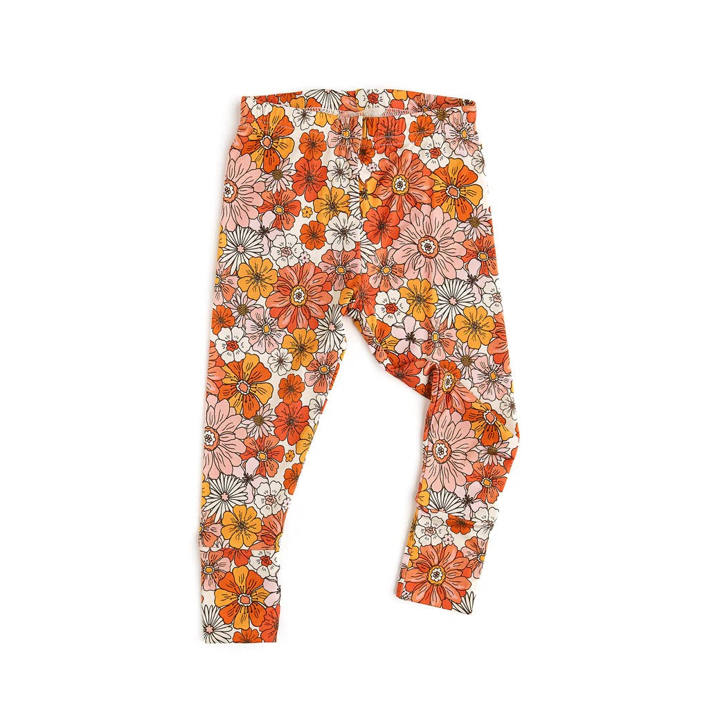 Orange flower print leggings pants preorder