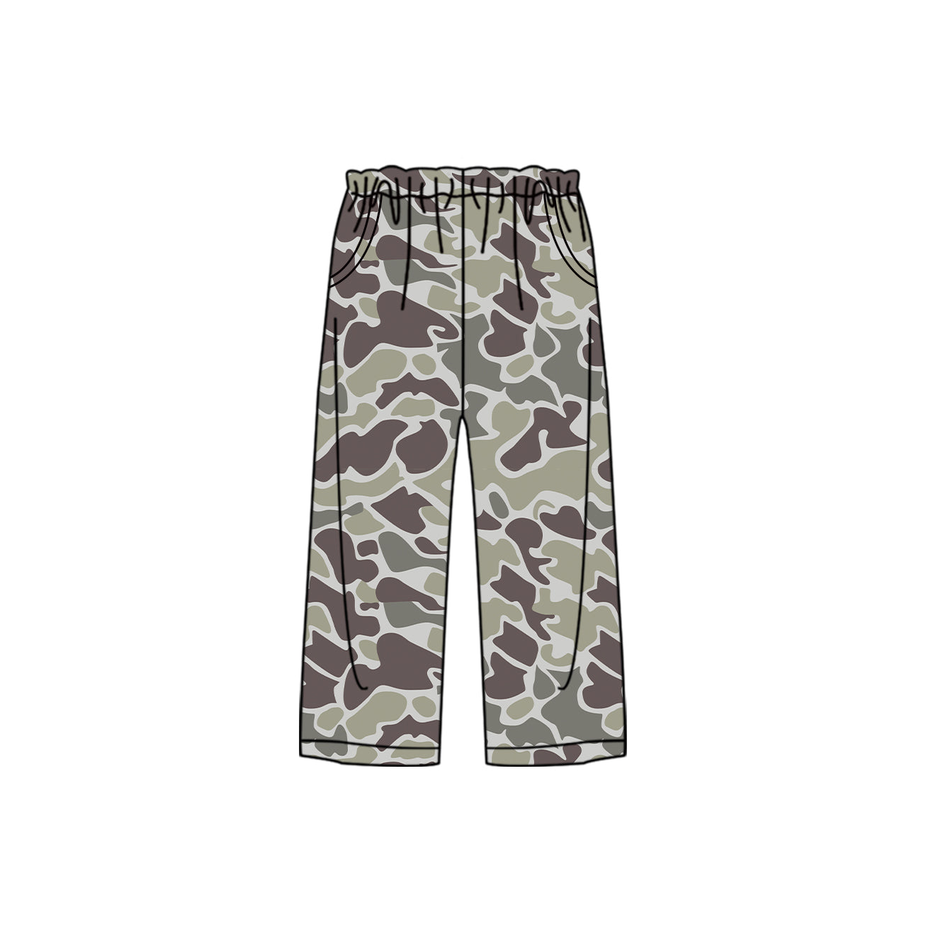 Adult women dark grey camo print long pants preorder