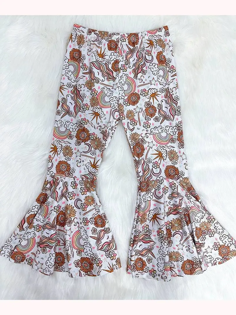 Flower print baby girls milk silk bell bottoms preorder