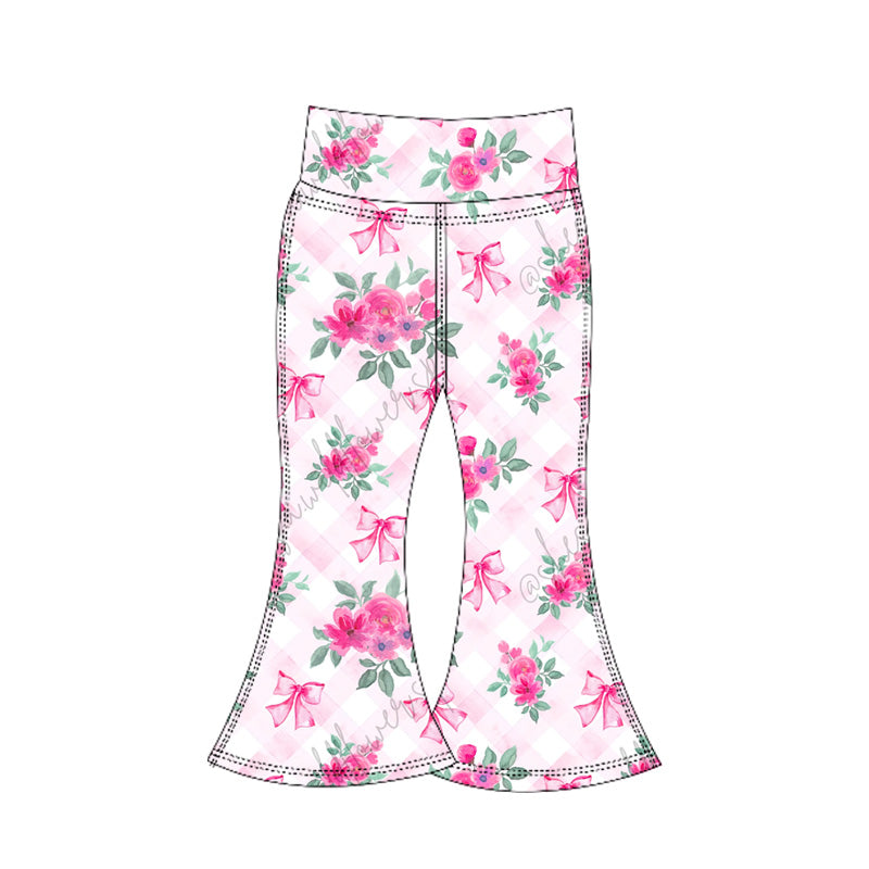Baby Girls Pink Bow Floral Yoga Pants Preorder