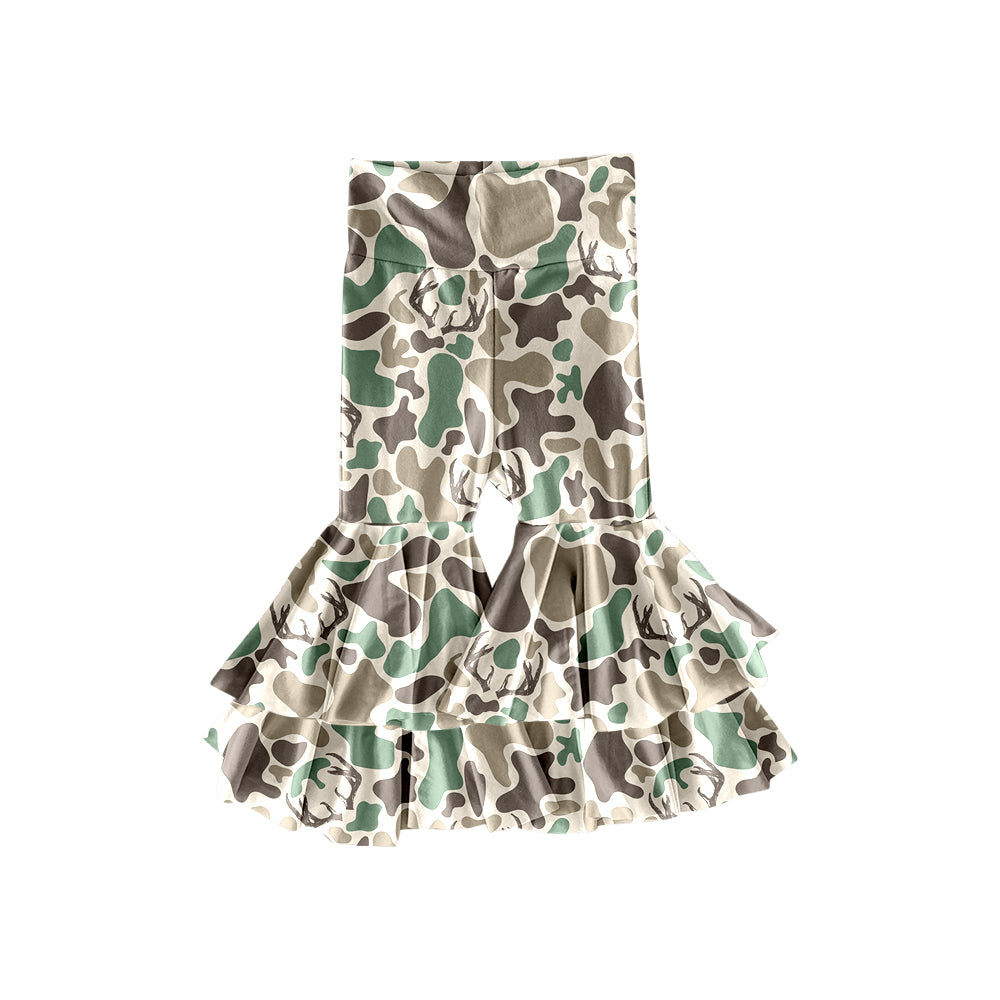baby girls green deer camo design yoga ruffle leggings pants preorder
