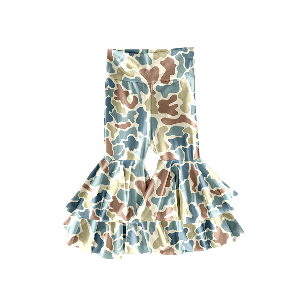 baby girls blue camo design yoga ruffle leggings pants preorder