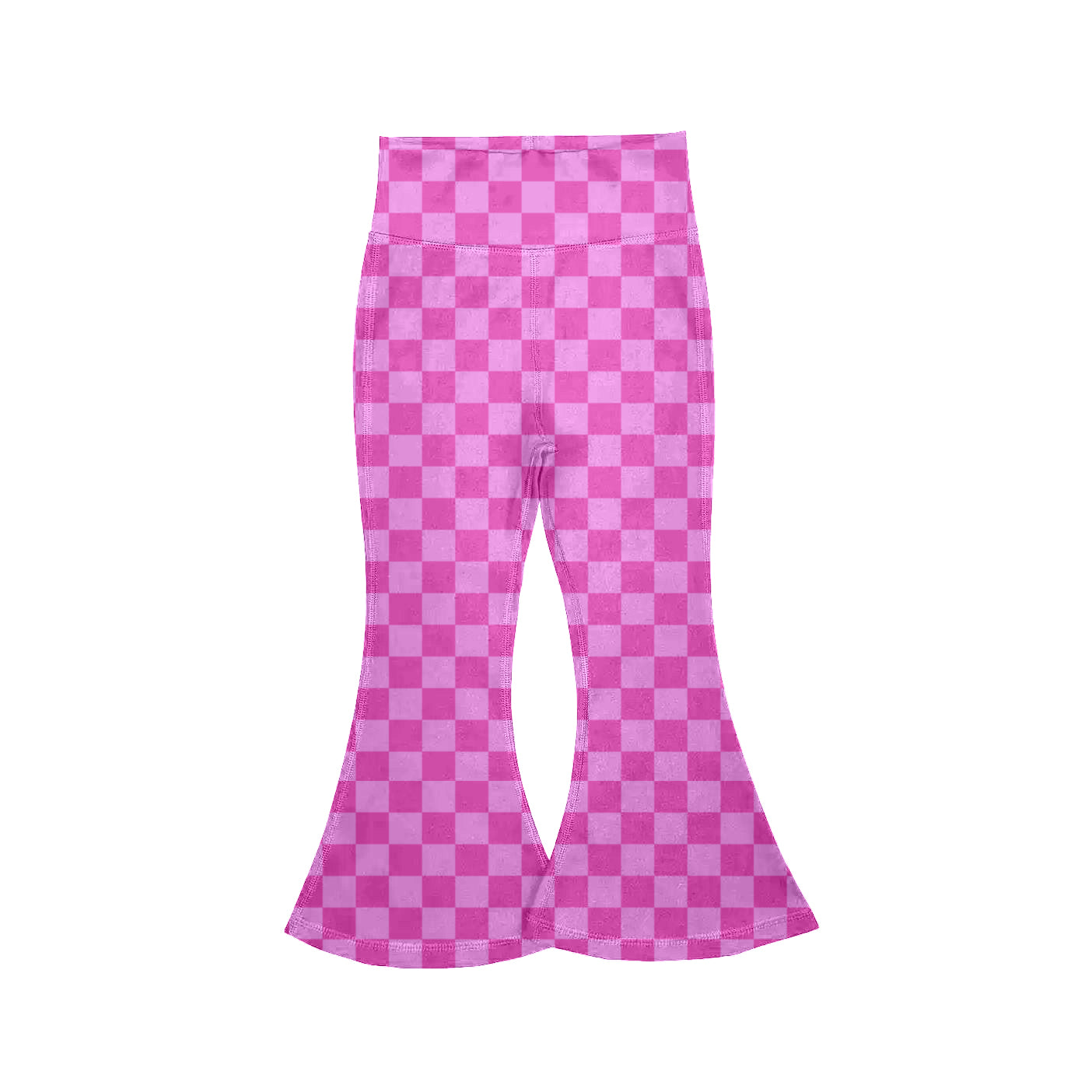 Pink checkered yoga flare pants preorder