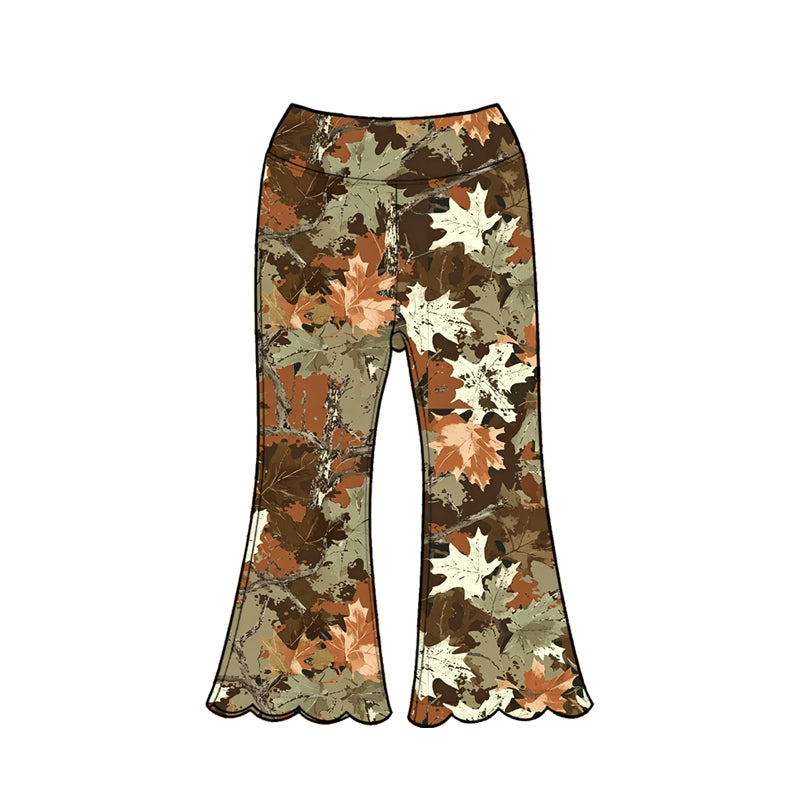 Toddle baby girl brown leaves flare pants preorder