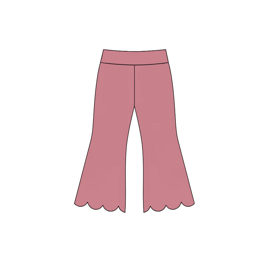 Dusty pink girls scalloped bell bottoms preorder