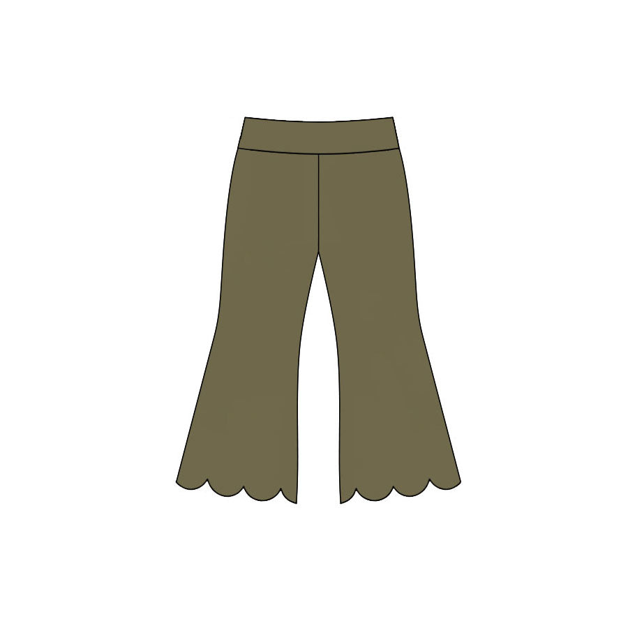 Green color girls scalloped bell bottoms preorder