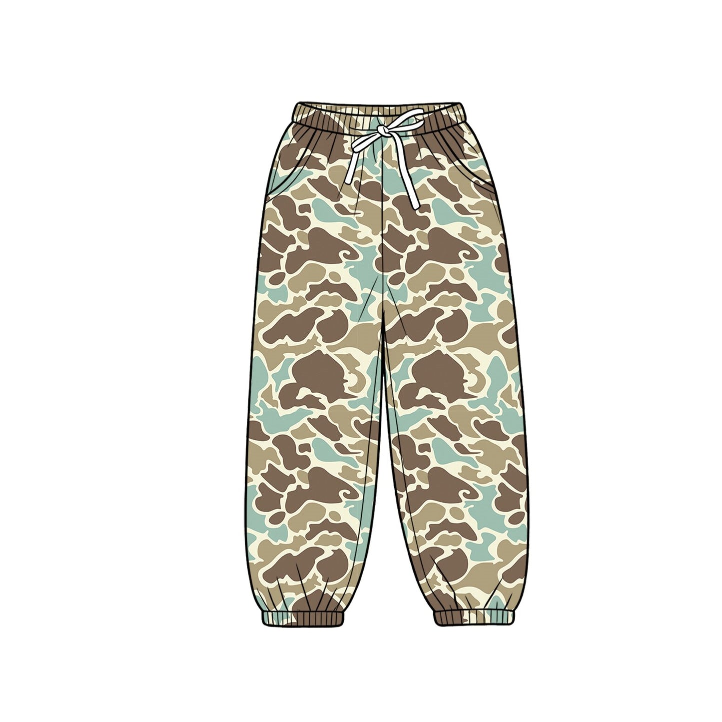 Girls khaki camo design milk silk pants preorder