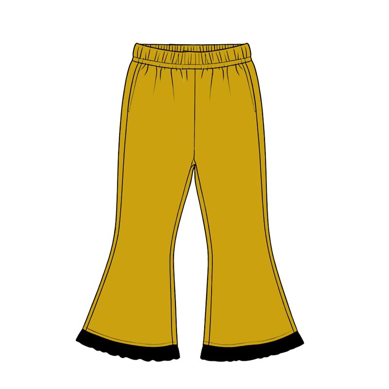 Gold black cotton bell bottom pants preorder