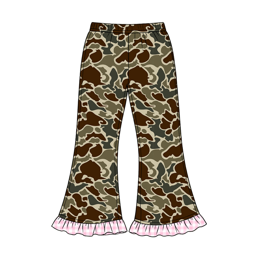 Brown camo girls bell bottom pants preorder