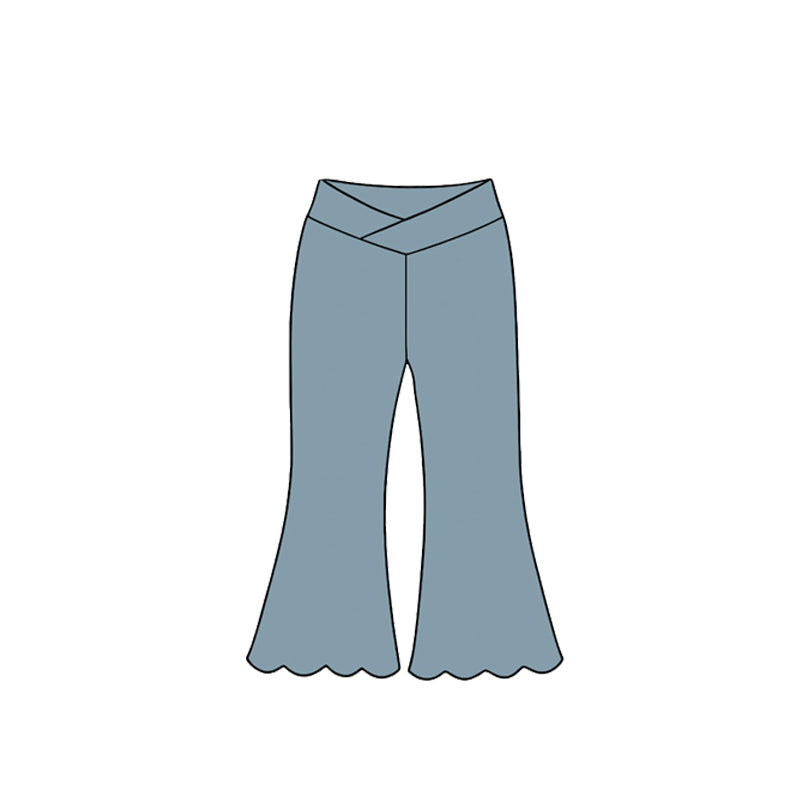 Blue girls bell bottom yoga pants preorder