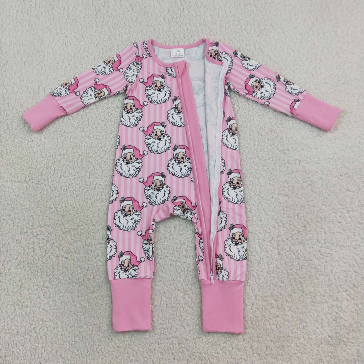 Toddle baby long sleeve Christmas santa claus print zip romper