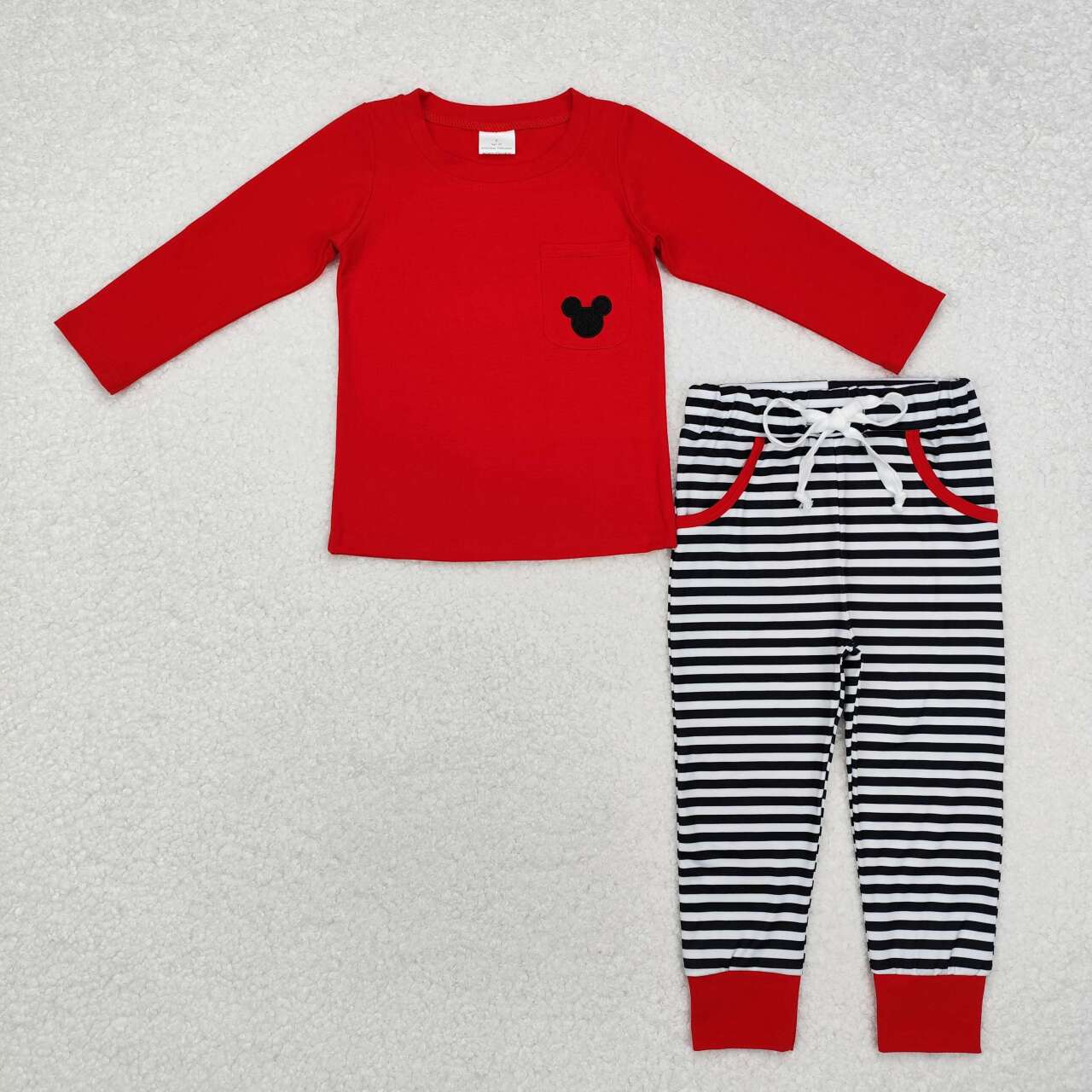 baby boy embroidery cartoon long sleeve top stripes pants clothes