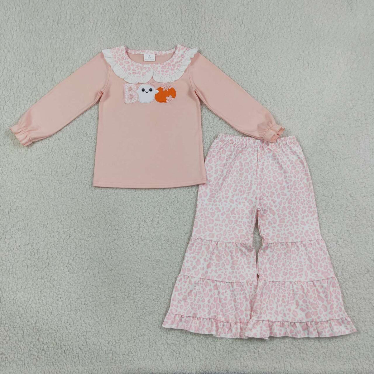 Long sleeve Halloween embroidery ghost top matching pants girl wholesale factory price outfit