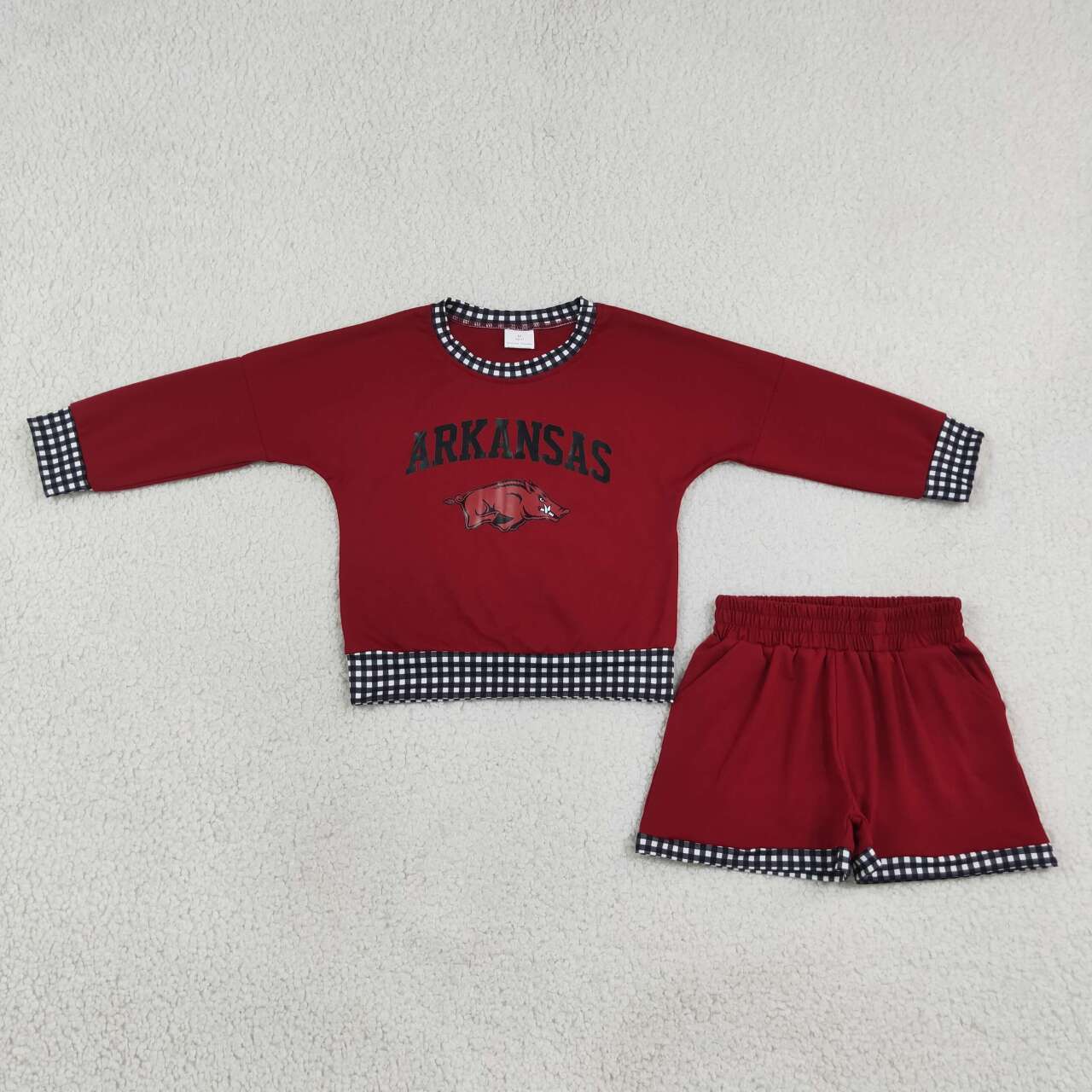 ARKANSAS long sleeve pullover vinyl top matching shorts girls outfit