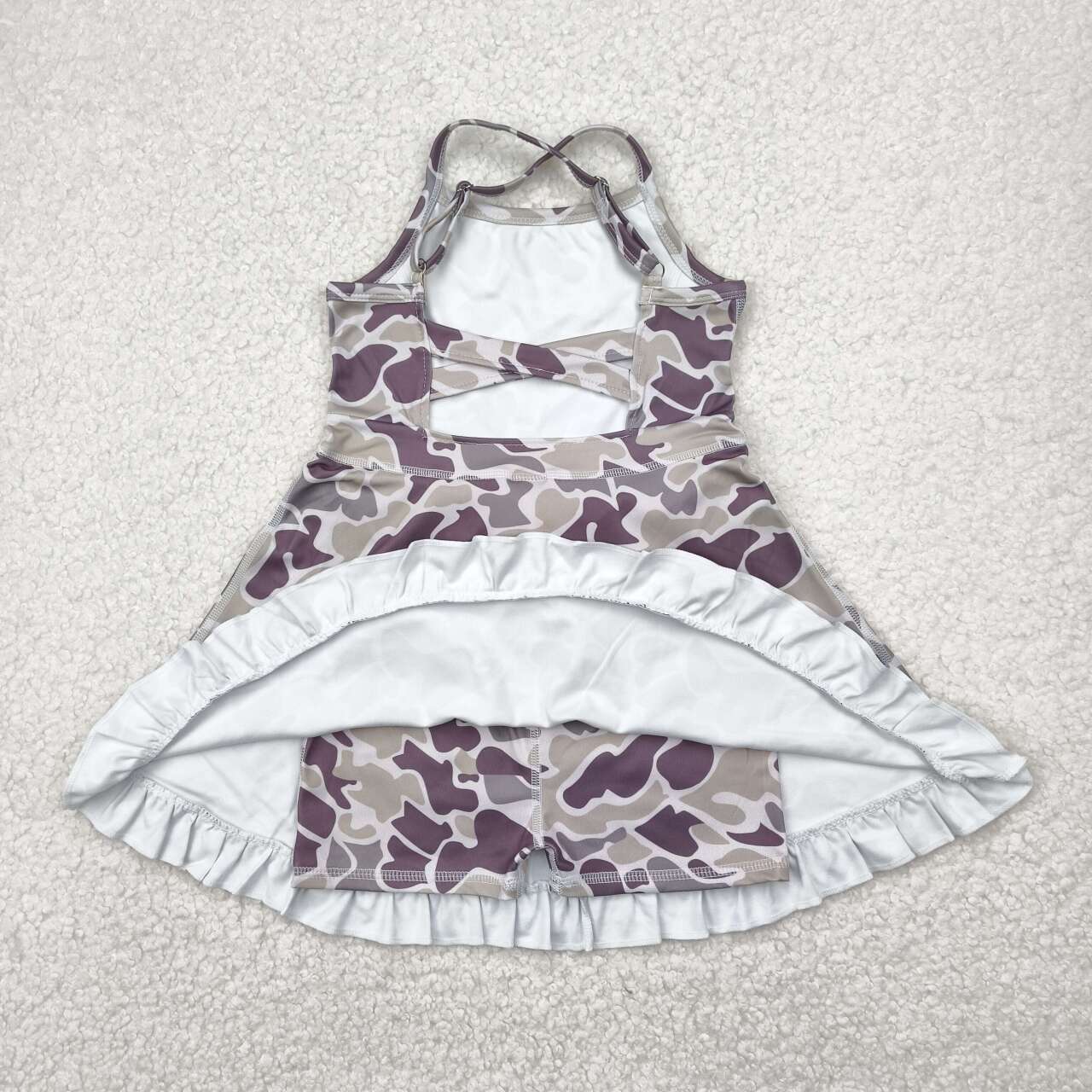 Baby girls dark grey camo design active wear athletic summer yoga skirt dress