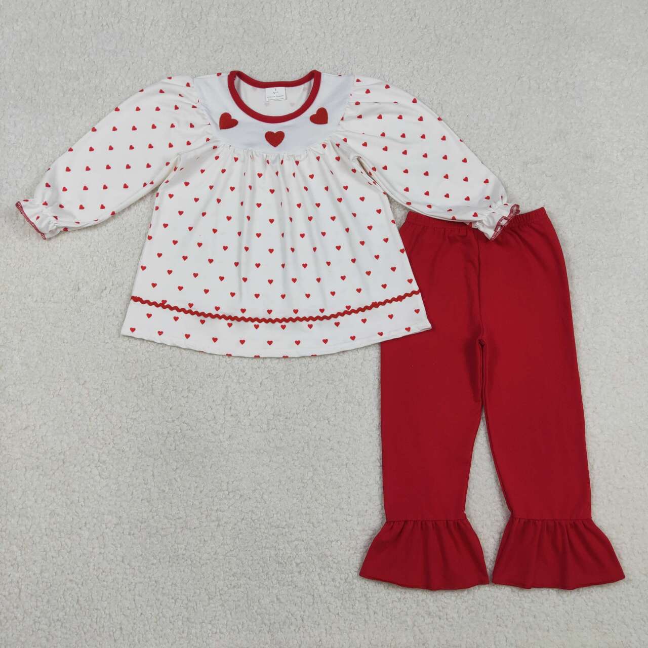 Valentines day embroidery red heart baby girl outfit