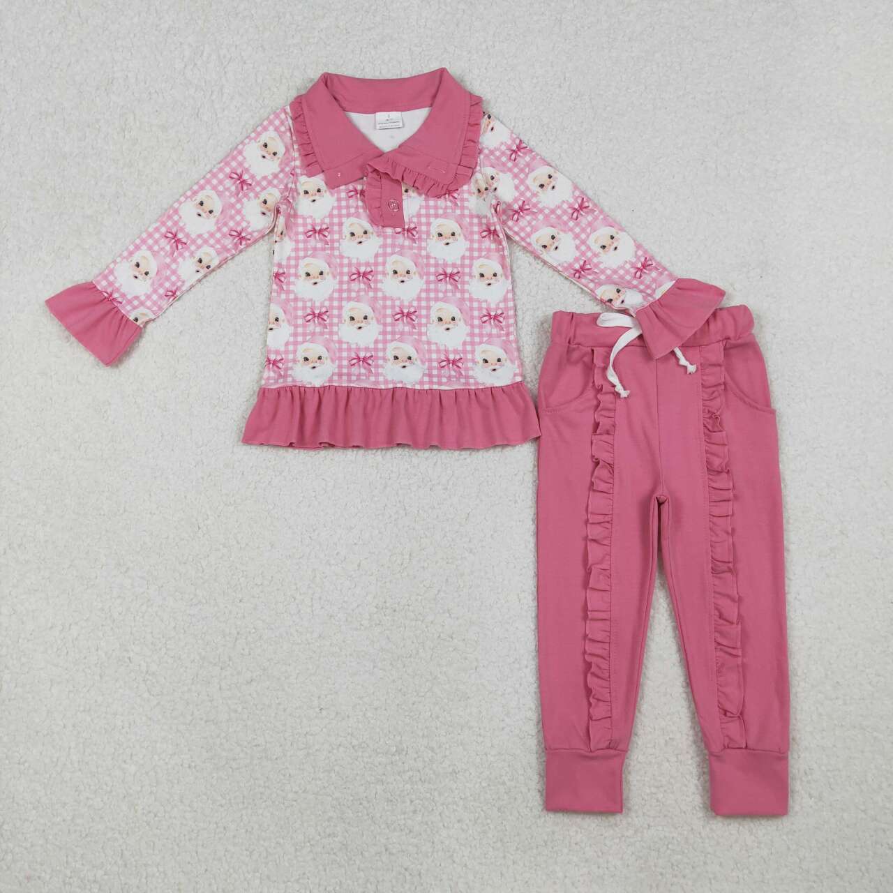 Christmas santa kids girls long sleeve outfit wholesal factory price